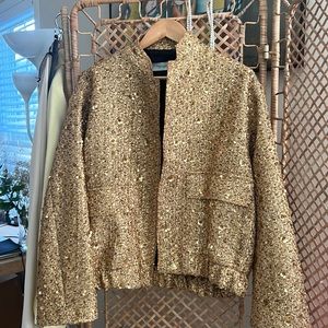 Zara , Super trend , Sequin gold jacket , XS, new